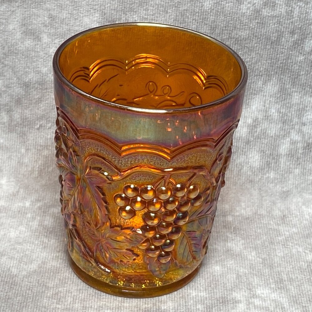 Vintage Imperial Carnival Glass Marigold Grape Pattern Tumbler 10 Oz